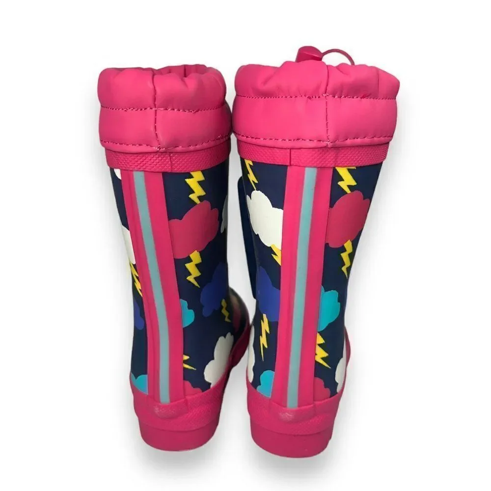 Hatley Lighting Clouds‎ Sherpa Lined Rain Boots F21LBK1569 Toddler 6